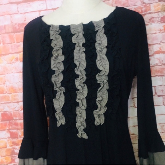 Rabbit Rabbit Rabbit Designs Black and Gray Long Sleeved Ruffled
A-line Dress - Picture 2 of 10